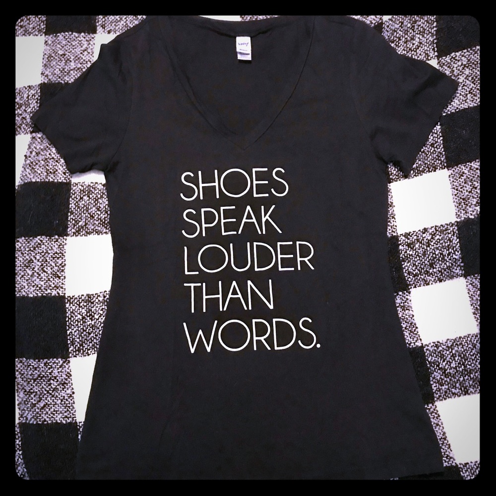 Black V-Neck Graphic Tee